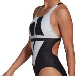 Adidas 3 Bars Swimsuit fitted Women, noir/blanc 11 Adidas 3 Bars Swimsuit fitted Women, noir/blanc -Natation Femme Soldes adidas 3 bars swimsuit fitted women black white 4 1