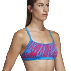 Adidas Pro AOP Haut de maillot de bain 2 pièces Femme, bleu/rose -Natation Femme Soldes adidas pro aop 2 piece top women true blue 3