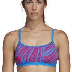 Adidas Pro AOP Haut de maillot de bain 2 pièces Femme, bleu/rose -Natation Femme Soldes adidas pro aop 2 piece top women true blue 4