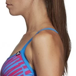 Adidas Pro AOP Haut de maillot de bain 2 pièces Femme, bleu/rose -Natation Femme Soldes adidas pro aop 2 piece top women true blue 5