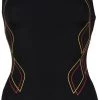 Arena Graphic V Back One Piece Swimsuit Women, noir -Natation Femme Soldes arena graphic v back one piece swimsuit women black freak rose 1
