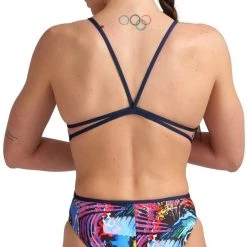 Arena Lace Back Allover One Piece Swimsuit Women, Multicolore -Natation Femme Soldes arena lace back allover one piece swimsuit women navy multi 5 1