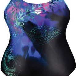 Arena Placement U Back One Piece Swimsuit B Plus Women, noir/violet