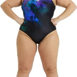 Arena Placement U Back One Piece Swimsuit B Plus Women, noir/violet -Natation Femme Soldes arena placement u back one piece swimsuit b plus women black martinica multi 5