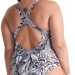 Arena Pro Back Allover Plus One Piece Swimsuit Women, noir/blanc -Natation Femme Soldes arena pro back allover plus one piece swimsuit women black multi 6
