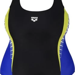 Arena Threefold V Back Swimsuit Plus Women, noir/gris