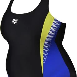 Arena Threefold V Back Swimsuit Plus Women, noir/gris -Natation Femme Soldes arena threefold v back swimsuit plus women black neon blue soft green 3