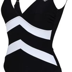 Arena Vera Wing Back One Piece Swimsuit C-Cup Women, noir/blanc -Natation Femme Soldes arena vera wing back one piece swimsuit c cup women black white 4