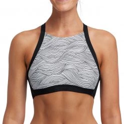 Funkita Hi Light Swim Top Women, noir/blanc