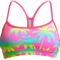 Funkita Swim Crop Top Women, bleu/rose