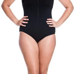 Funkita Zip Front One Piece Swimsuit Women, noir