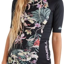 O'Neill Anglet SS Skin AOP Women, noir/Multicolore -Natation Femme Soldes oneill anglet ss skin aop women black ao 3