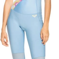 Roxy 1.5 Popsurf Long Jane Front Half Zip Suit Women, bleu/blanc
