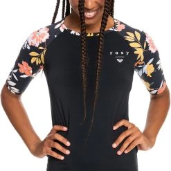 Roxy PT Beach SS Rashguard Lycra Women, noir/Multicolore