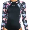 Roxy Roxy Active LS Back Zip Onesie Women, noir/Multicolore 1 Roxy Roxy Active LS Back Zip Onesie Women, noir/Multicolore -Natation Femme Soldes roxy roxy active ls back zip onesie women anthracite floral flow 1