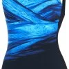 Speedo AmberGlow Printed Shaping Swimsuit Women, noir/bleu -Natation Femme Soldes speedo amberglow printed shaping swimsuit women black blue flame harmony blue 1