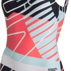 Speedo Placement U-Back Swimsuit Women, bleu/Multicolore