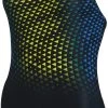 Speedo Printed Medalist Swimsuit Women, noir 1 Speedo Printed Medalist Swimsuit Women, noir -Natation Femme Soldes speedo printed medalist swimsuit women black acid blue flame 1