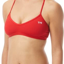 TYR Solid Haut de bikini Trinity Femme, rouge