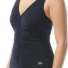 TYR Solids Maillot de bain à fermeture éclair et col en V Femme, rose